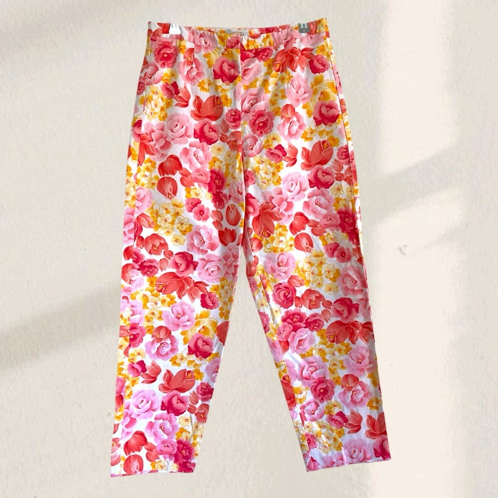 Talbots  floral Cottagecore feminine colorful cotton Pants size 10